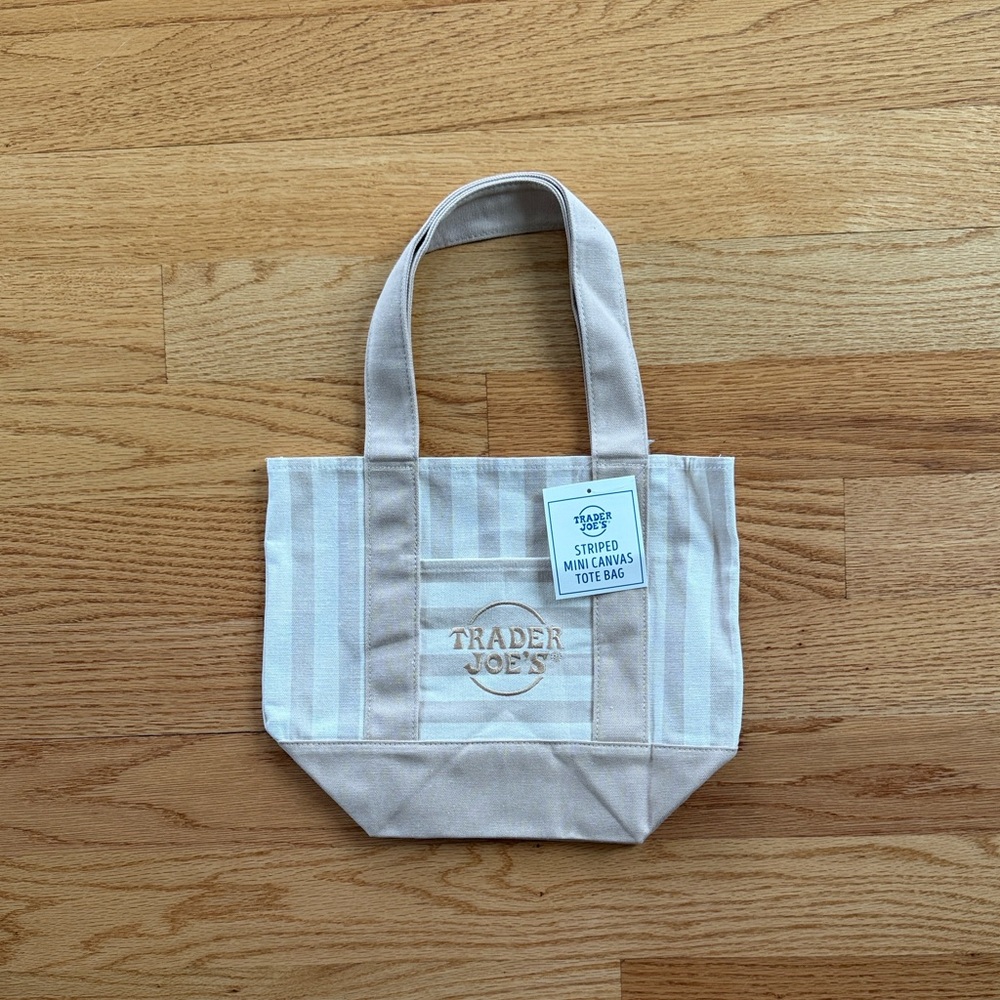 Trader Joe’s Cream Striped Mini Canvas Tote Bag